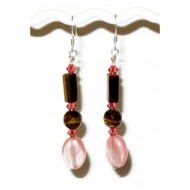 Cherry Quartz and Tiger Eye Earrings