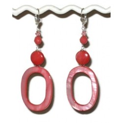 Coral Earrings with Mother-of-Pearl Ovals