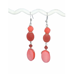Coral and Pink Dangle Earrings