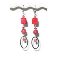 Coral Sterling Silver Dangle Earrings