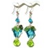 Teal, Peridot and Olive Green Dangle Earrings