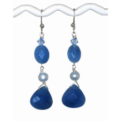 Delicate Blue Earrings with Freshwater Pearls
