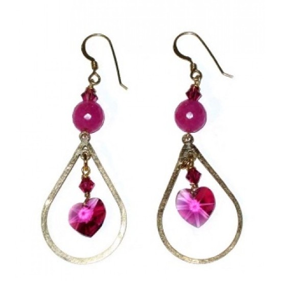 Fuchsia and Gold-Filled Earrings