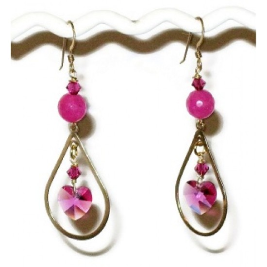 Fuchsia and Gold-Filled Earrings