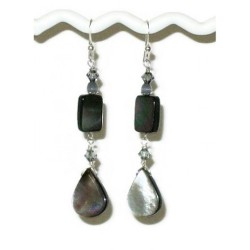 Black Lip Shell (Gray) Earrings 