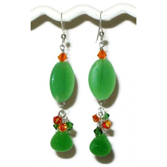 Green and Orange Dangle Earrings