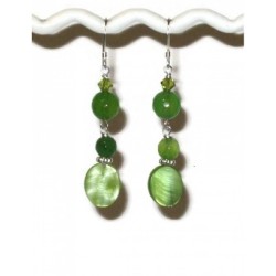 Lime and Apple Green Dangle Earrings