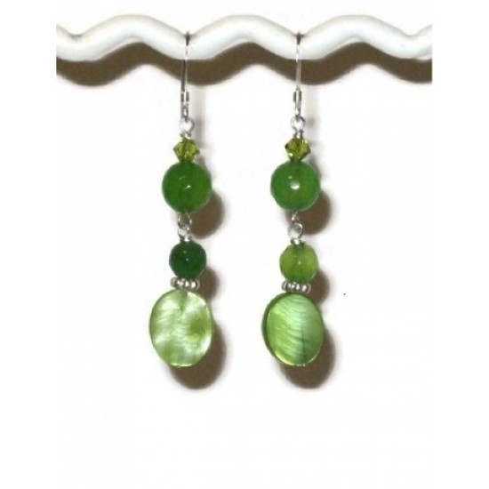 Lime and Apple Green Dangle Earrings