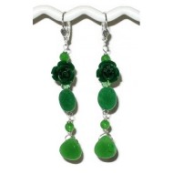 Green Flower Dangle Earrings