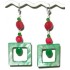 Green and Watermelon Pink Jade and Mother-of-Pearl Earrings