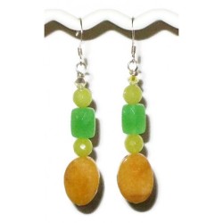 Yellow and Green Beaded Earrings