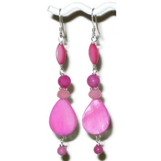 Hibiscus and Light Rose Pink Earrings