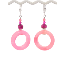 Hot Pink, Plum and Fuchsia Hoop Earrings