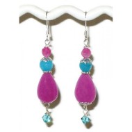 Magenta and Medium Sky Blue Earrings