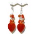 Orange Freshwater Pearl and Cats Eye Heart Earrings