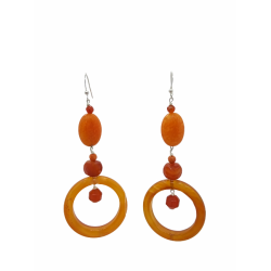 Orange and Carnelian Hoop Style Dangle Earrings