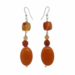 Orange and Carnelian Dangle Earrings
