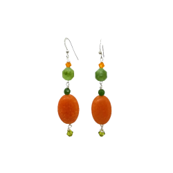 Orange and Peridot-Colored Dangle Earrings