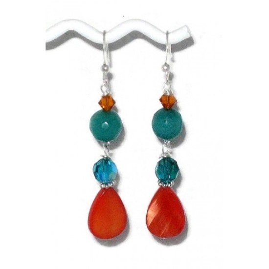 Orange and Teal Earrings