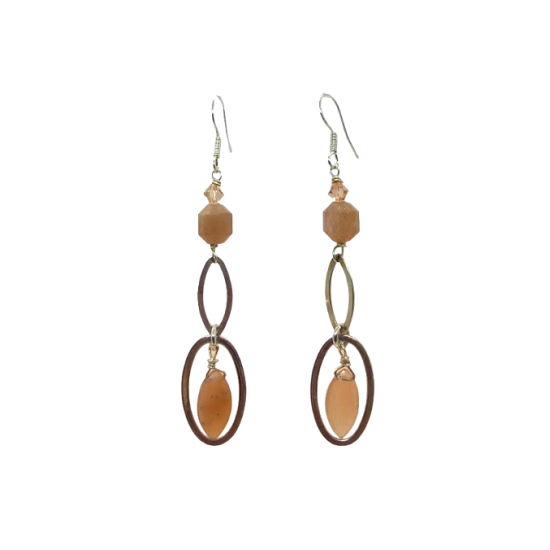 Delicate Peach Dangle Sterling Silver Earrings