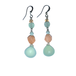 Delicate Light Seafoam Green and Peach Earrings