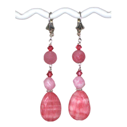 Pink Earrings with Rhodochrosite Briolette Beads