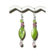 Pink and Apple Green Dangle Earrings