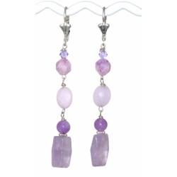 Purple Earrings with Amethyst Beads