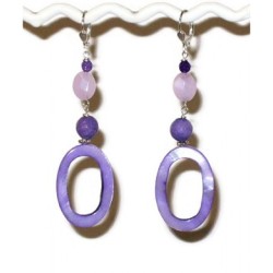 Purple Earrings with Mother-of-pearl Ovals