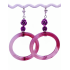 Large Purple Jade Hoop Earrings with Carved Flowers