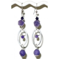 Purple Sterling Silver Flower Earrings