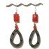 Red and Brownish Grey Mother-of-Pearl Earrings