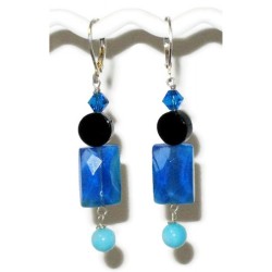 Turquoise, Sapphire and Black Onyx Earrings