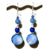 Blue Beaded Dangle Earrings