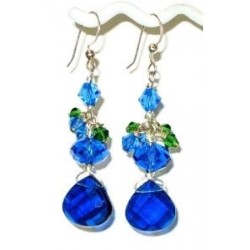 Royal Blue and Green Earrings