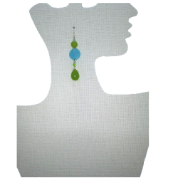 Elegant Sky Blue and Lime and Kelly Green Teardrop Earrings