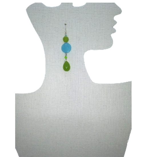 Elegant Sky Blue and Lime and Kelly Green Teardrop Earrings