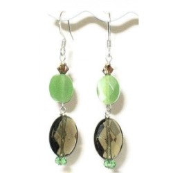 MInt Green and Smoky Quartz Earrings