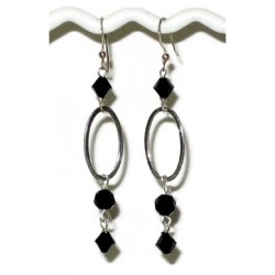 Sterling Silver Black Crystal Earrings