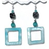 Teal Turquoise and Aqua Earrings with Jasper Beads