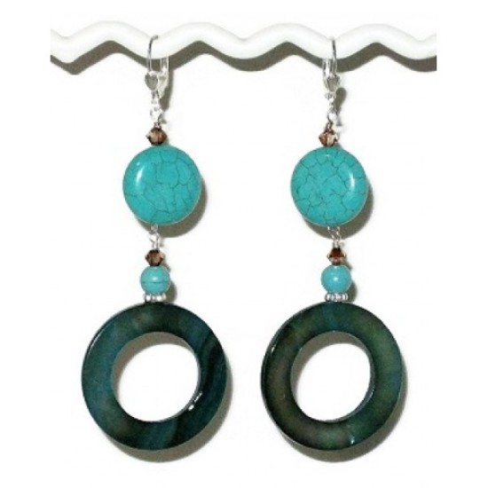 Teal and Brown Earrings