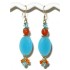 Deep Sky Blue, Turquoise and Orange Earrings 
