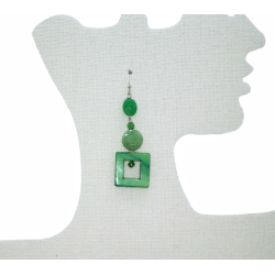 Faceted Green Jade and Mother-of-Pearl Earrings