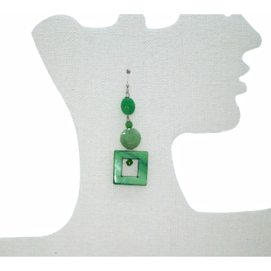 Faceted Green Jade and Mother-of-Pearl Earrings