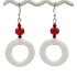 Red and White Jade Hoop Earrings