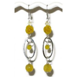 Yellow Sterling Silver Flower Earrings