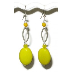 Yellow Quartz Earrings with Sterling Silver Ovals