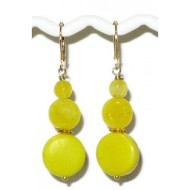 Yellow Agate and Jade Drop Earrings