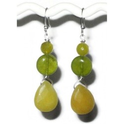 Yellow and Green Faceted Jade Briolette Earrings