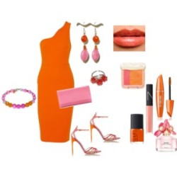 Orange and Rose Pink Earring